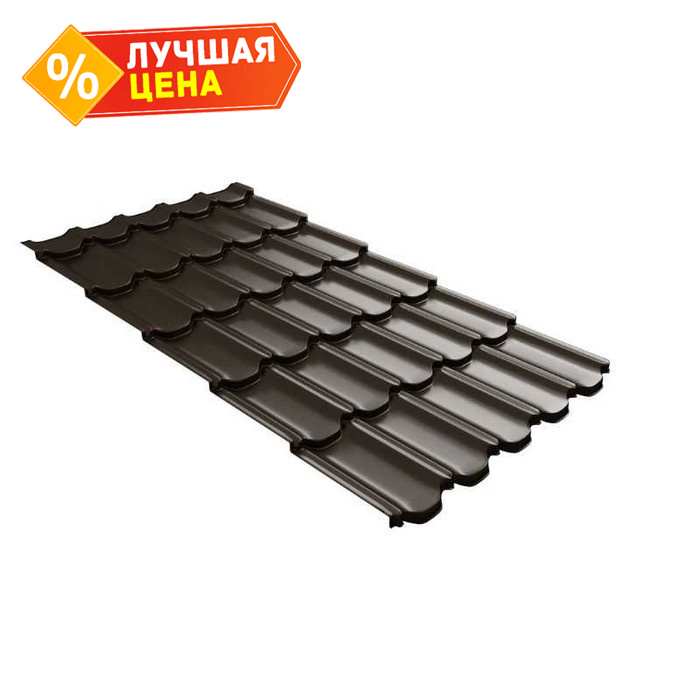 Металлочерепица Grand Line Kvinta plus (Квинта Плюс) 0,5 PurLite Мatt RR 32 Темно-коричневый